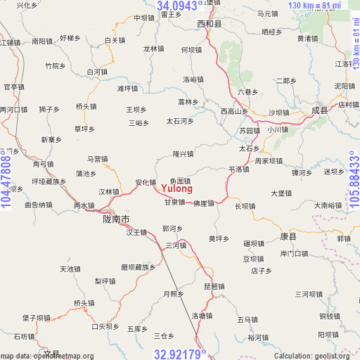Yulong on map