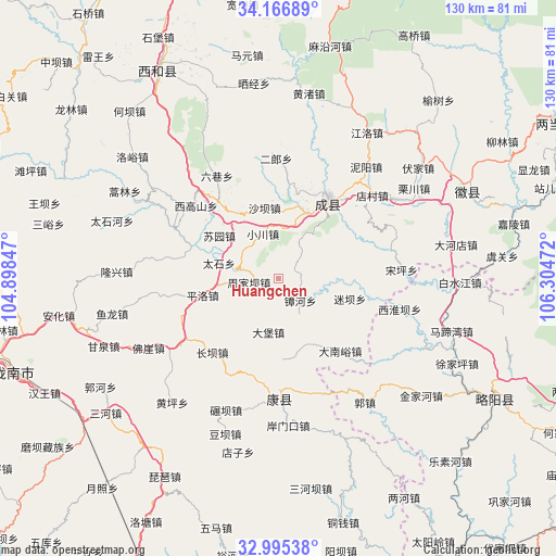 Huangchen on map