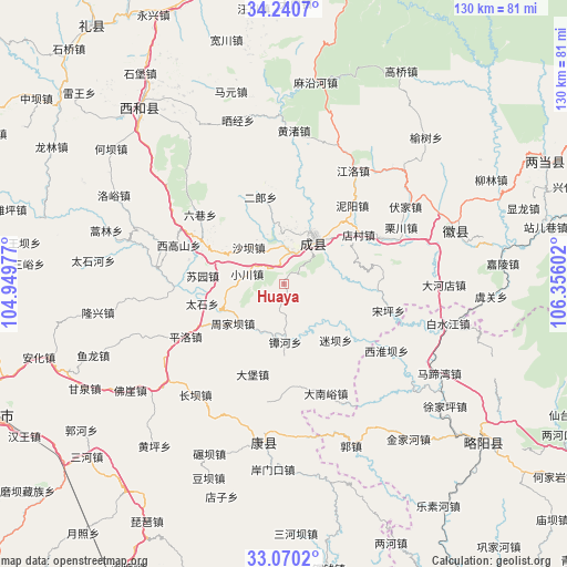 Huaya on map