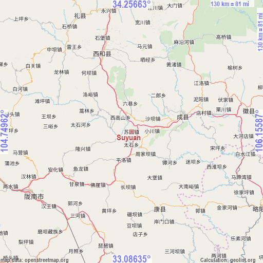 Suyuan on map