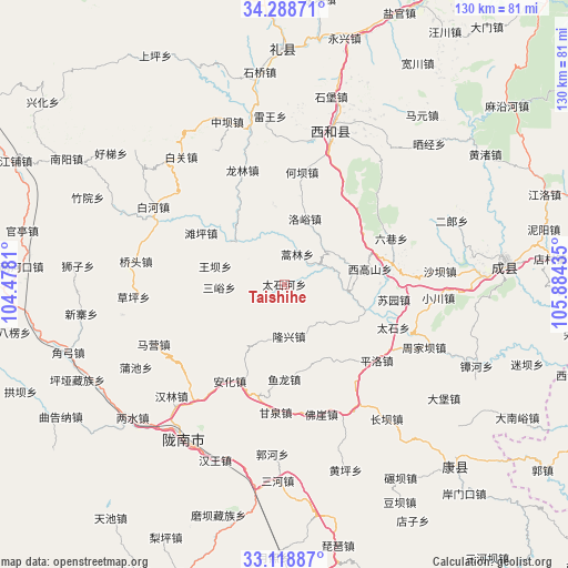 Taishihe on map