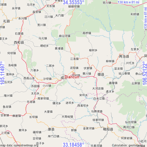 Diancun on map