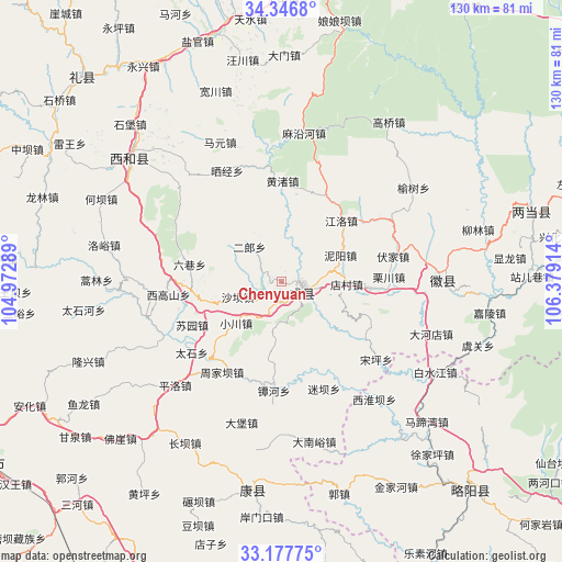 Chenyuan on map