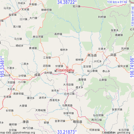 Yinxingshu on map