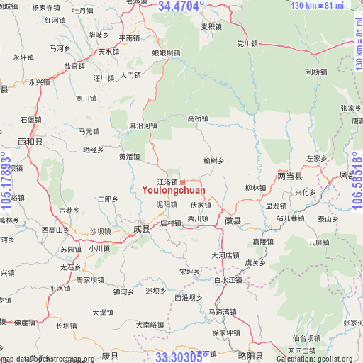 Youlongchuan on map