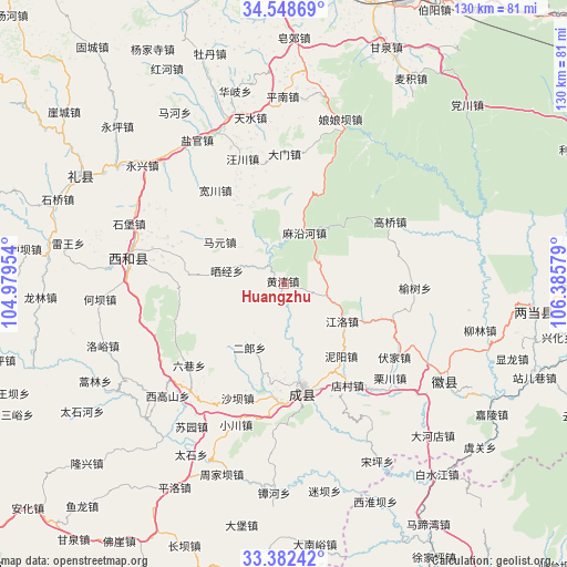 Huangzhu on map