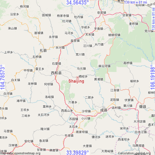 Shaijing on map