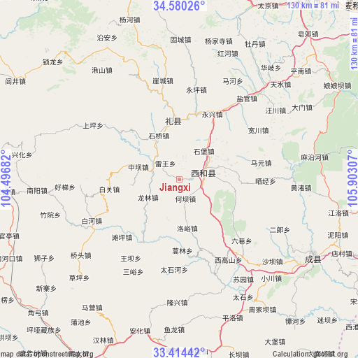 Jiangxi on map