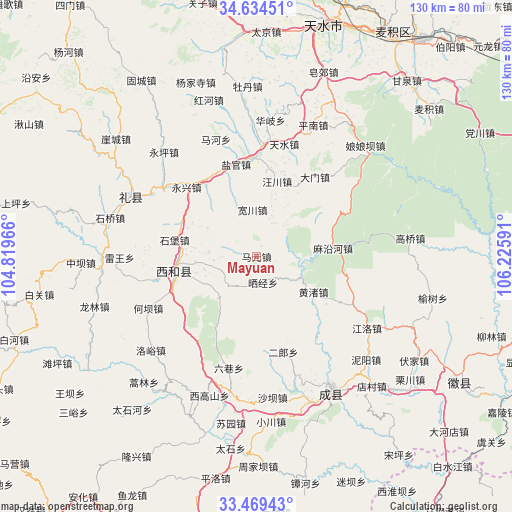 Mayuan on map