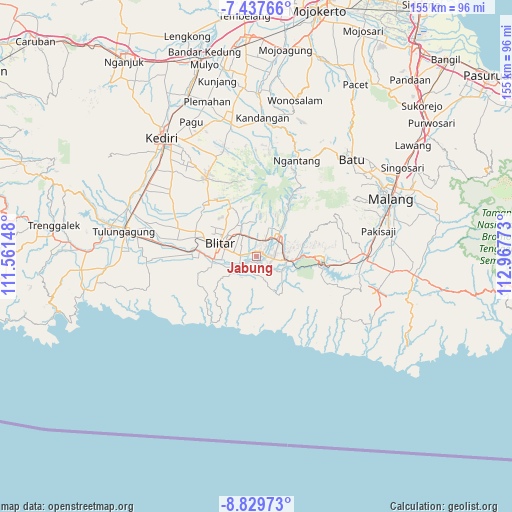 Jabung on map