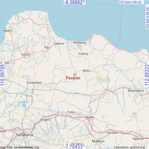 Pecaren on map