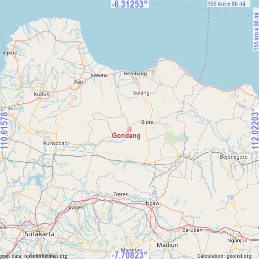 Gondang on map