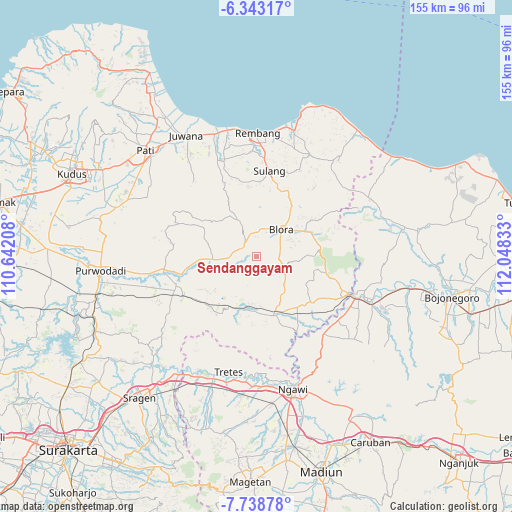 Sendanggayam on map