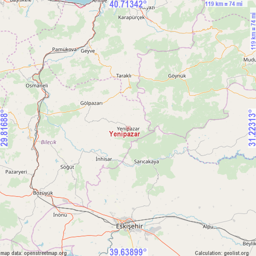 Yenipazar on map
