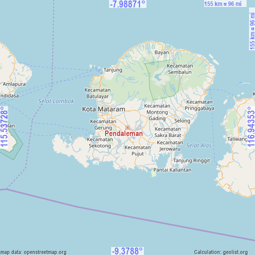 Pendaleman on map