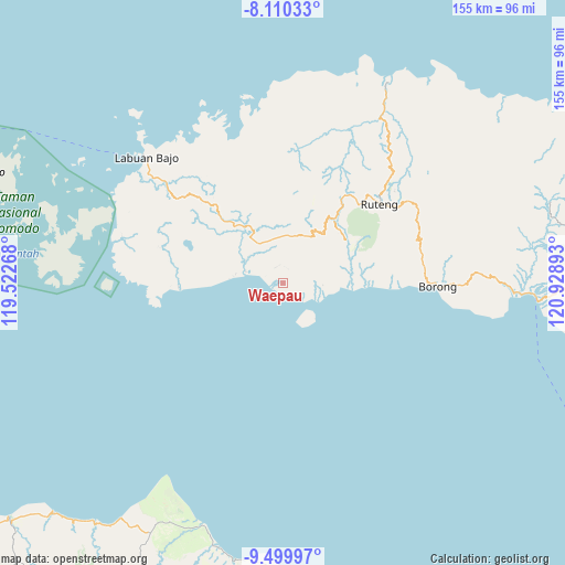 Waepau on map