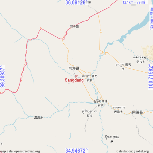 Sangdang on map