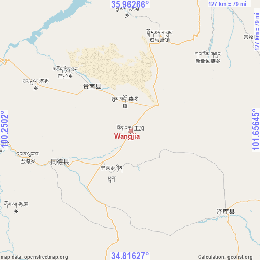 Wangjia on map