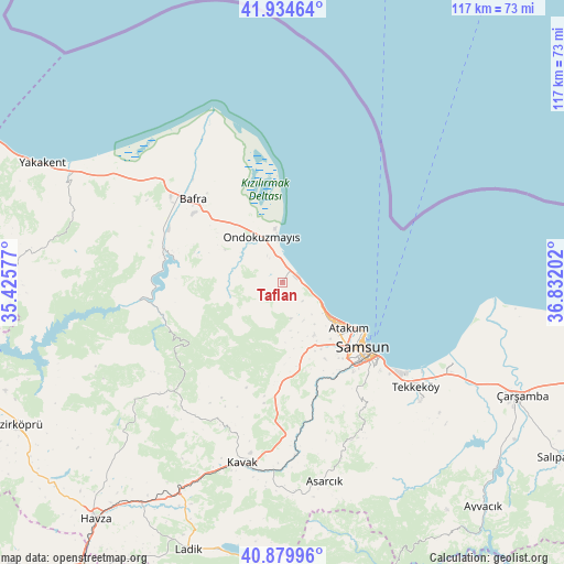 Taflan on map