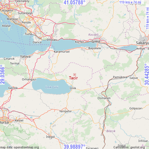 Tacir on map