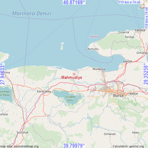 Mahmudiye on map