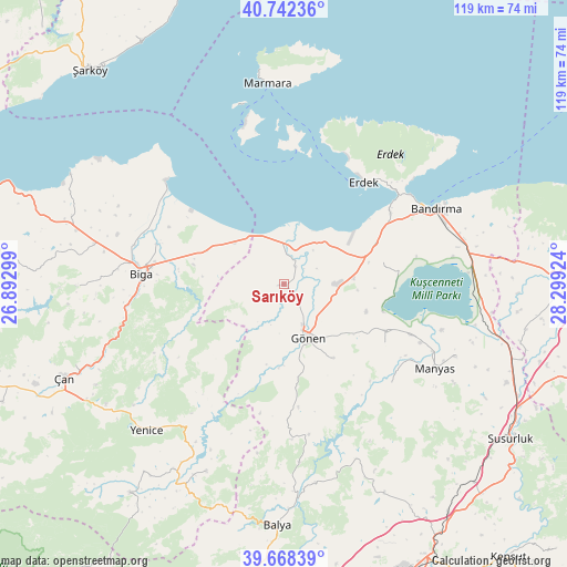 Sarıköy on map