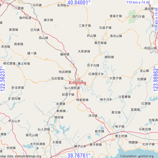 Xinglong on map