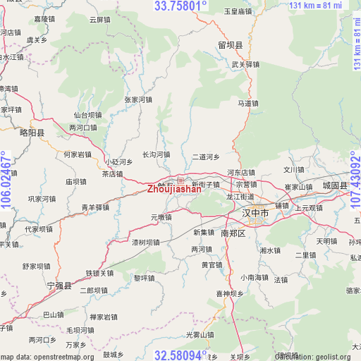 Zhoujiashan on map