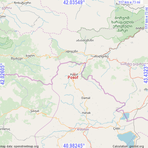 Posof on map