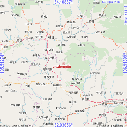 Jiuzhongjin on map