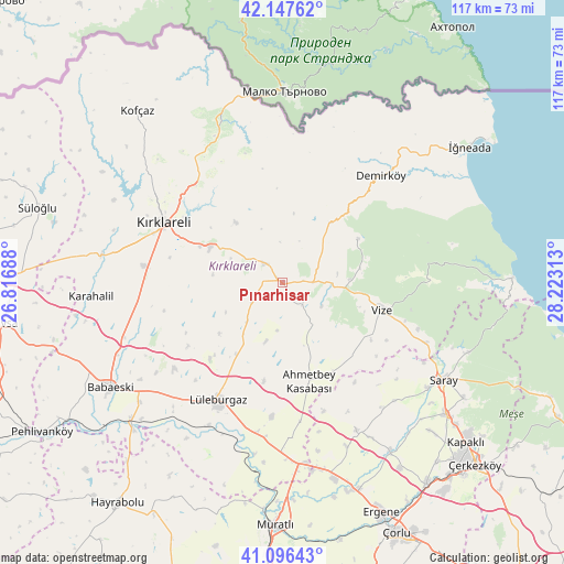 Pınarhisar on map