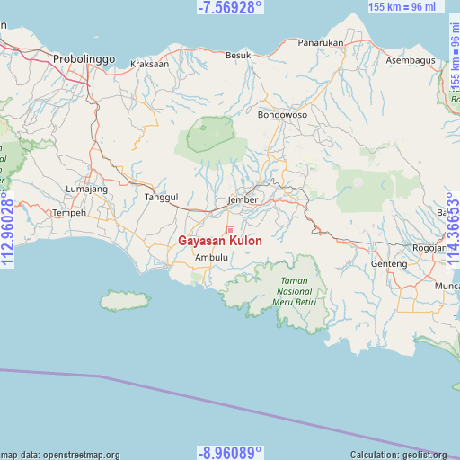 Gayasan Kulon on map