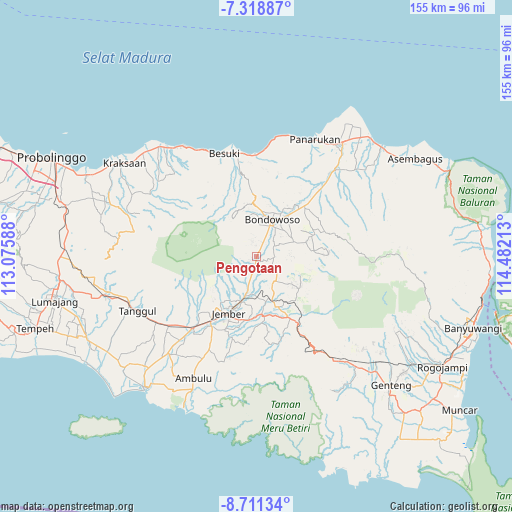 Pengotaan on map