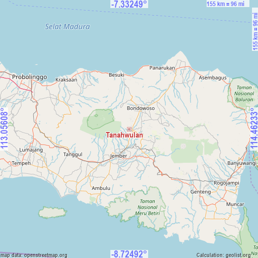 Tanahwulan on map