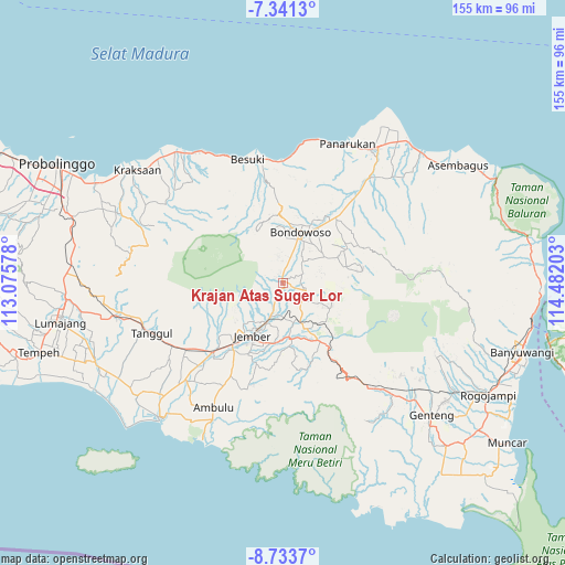 Krajan Atas Suger Lor on map