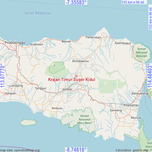 Krajan Timur Suger Kidul on map