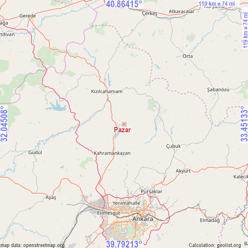 Pazar on map