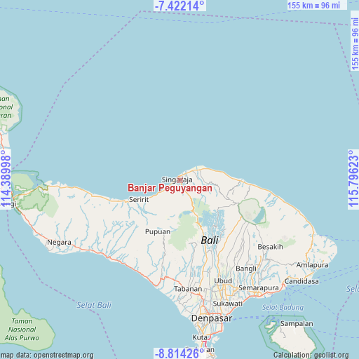Banjar Peguyangan on map