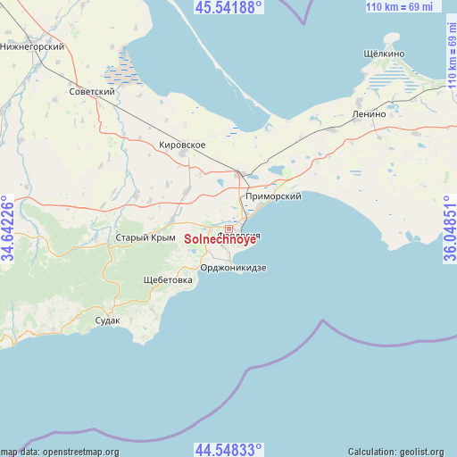 Solnechnoye on map