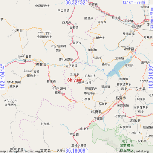 Shiyuan on map