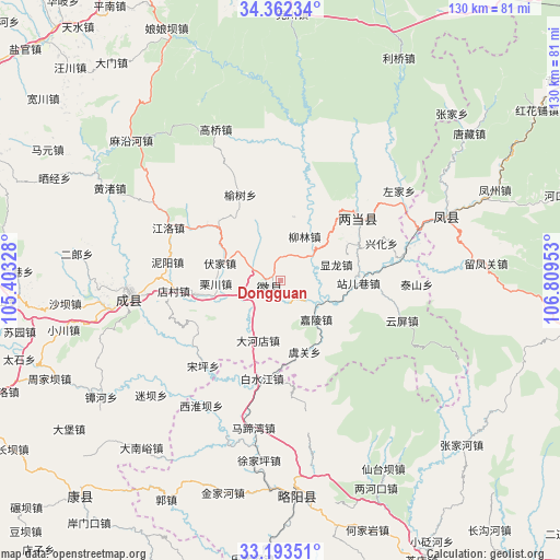 Dongguan on map