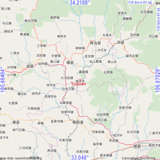 Yuguan on map