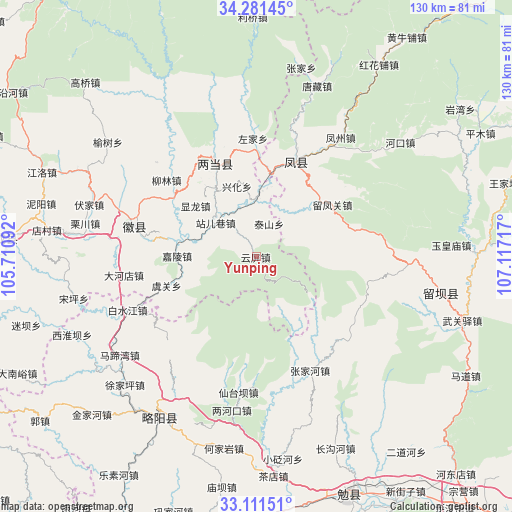 Yunping on map