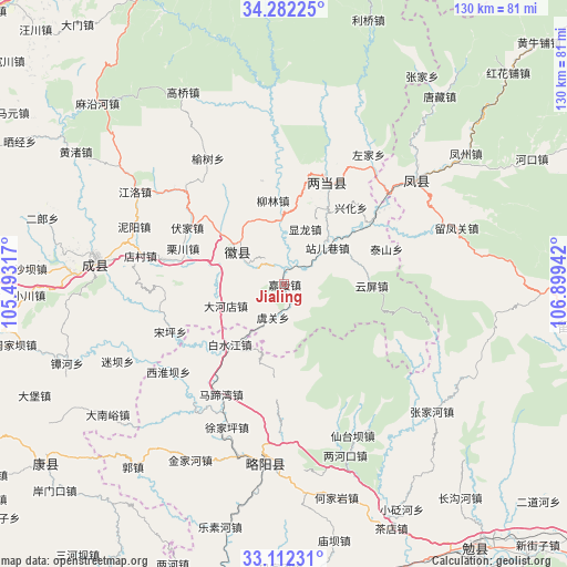 Jialing on map