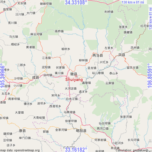 Shuiyang on map