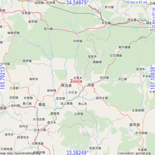 Zuojia on map