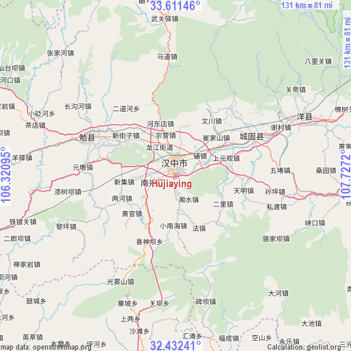 Hujiaying on map