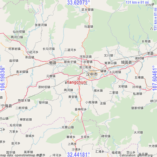 Yangchun on map