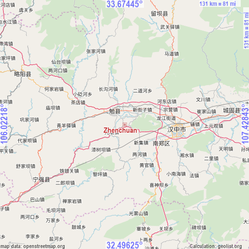 Zhenchuan on map