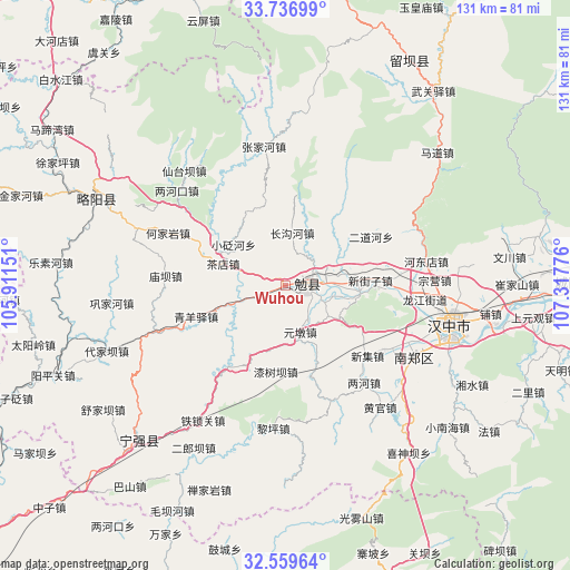 Wuhou on map